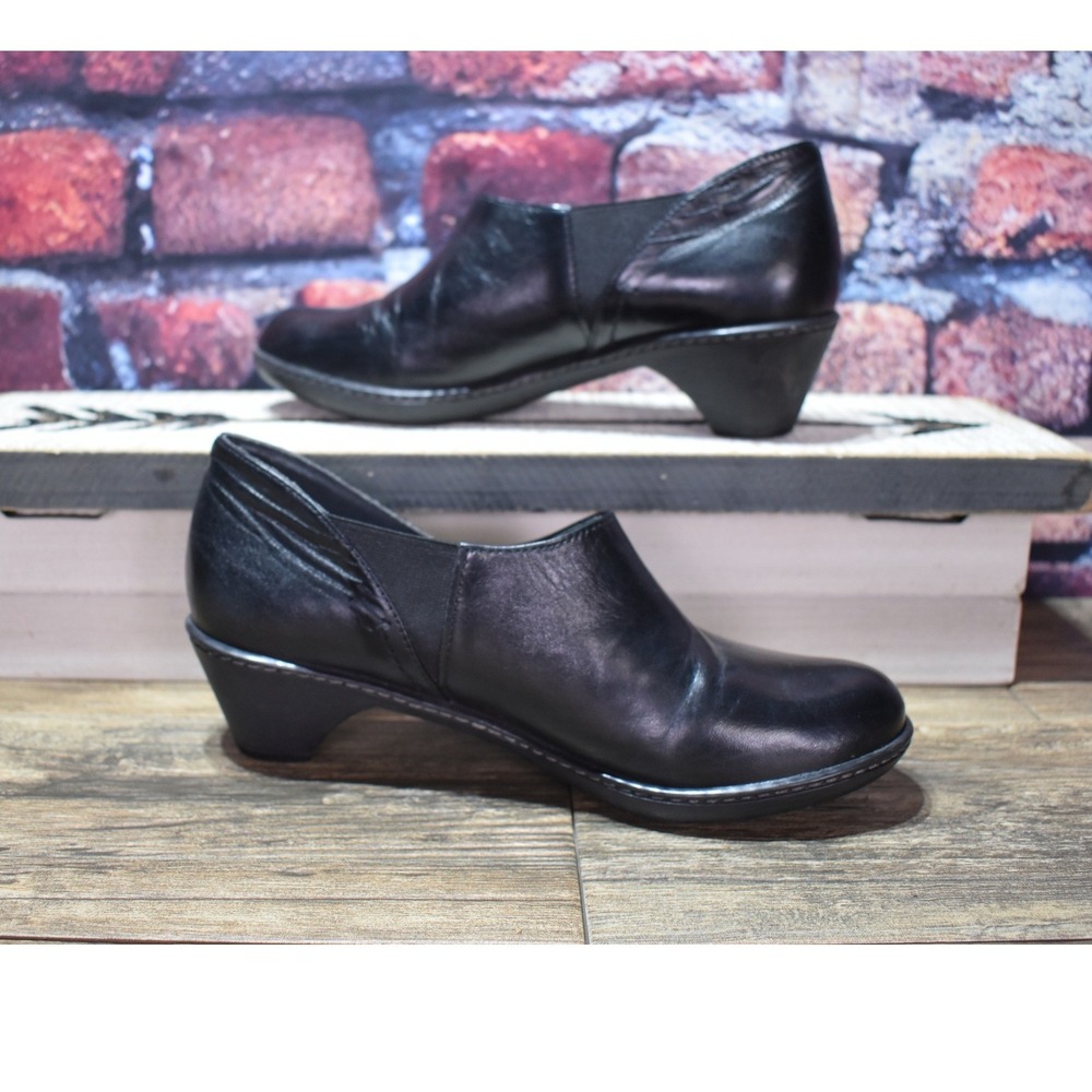 Dansko Black Leather Heeled Slip On Bootie Ankle Boots Womens Size 37 3702100200